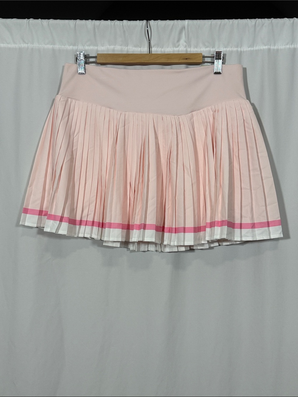 all in motion Pale Pink Pleated Skater Skirt with White & Bright Pink Trim